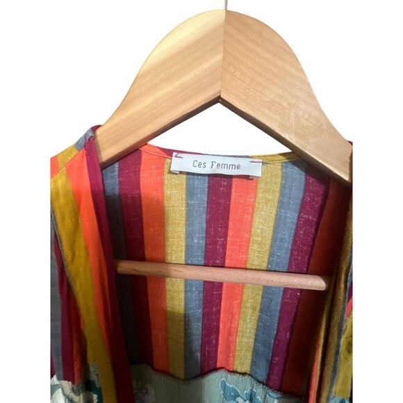 Multicolor Floral Open Front Cardigan By Ces Femme Lightweight With Flowy Fit Be - Picture 4 of 6